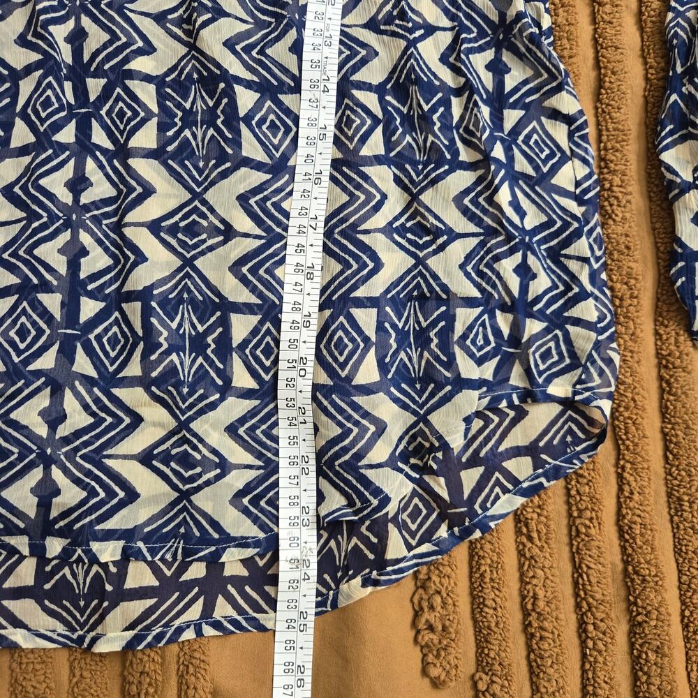 Lucky Brand Womens Boho Southwestern Tribal Print Hippie Sheer Mixed Media Top M - Picture 11 of 12